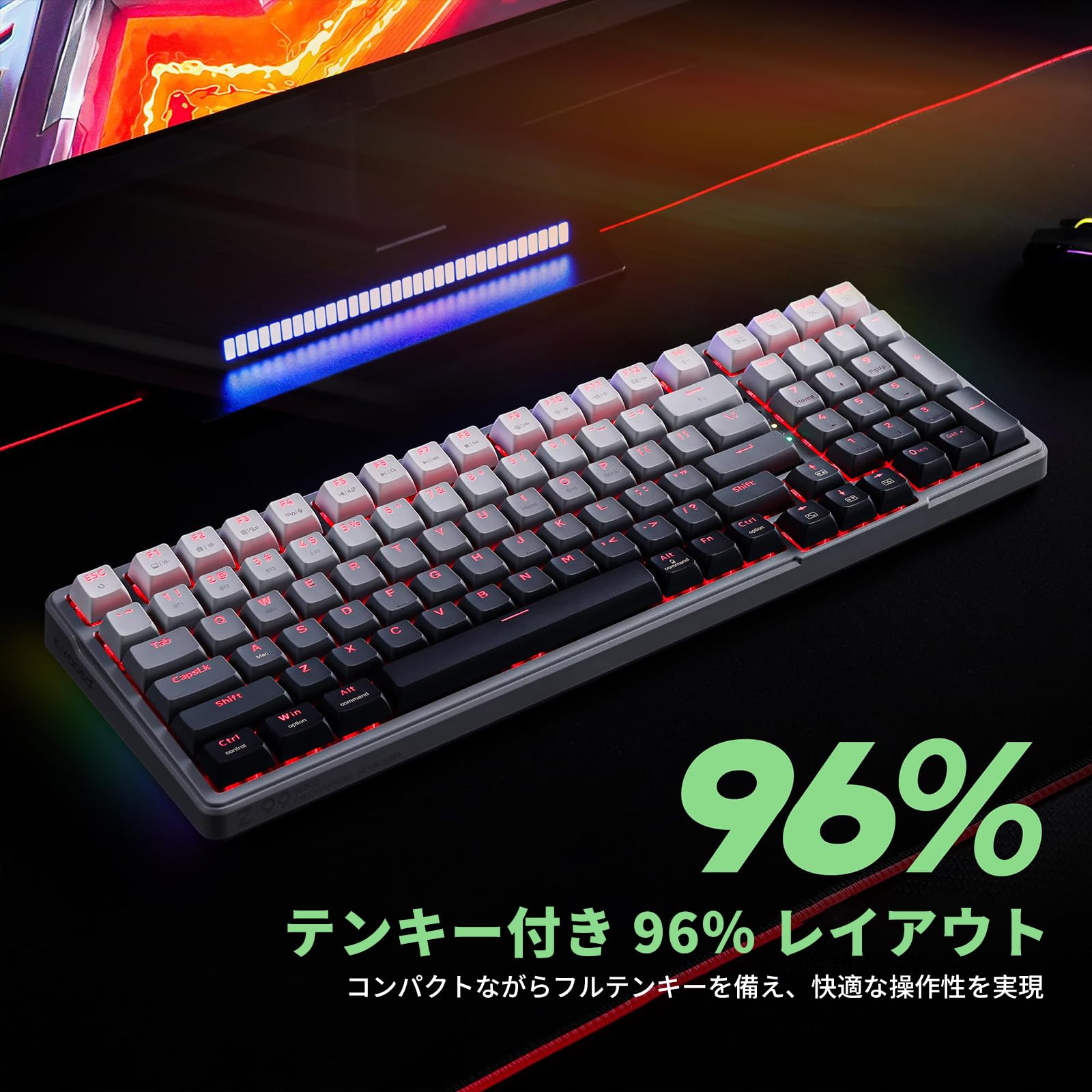 Amazon | e元素Z-99 ワイヤレス ゲーミングキーボード 銀軸 Bluetooth